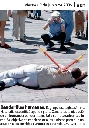09.06.2006. El grupo ecologista AnimaNaturalis escenificó ayer en plena Canaletes la ejecución de un humano a banderillazos tal y como lo sufren los toros. Su objetivo es concienciar a los turistas para que no acudan a las corridas durante su estancia.