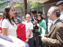 México DF, 15 de marzo 2007. Acto contra la caza de focas en Canadá. La presidente de AnimaNaturalis, Leonora Esquivel Frías, entregó una carta al embajador canadiense en México, para solicitar el cese de la matanza.