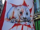 10.03.08. AnimaNaturalis y varias entidades de protección de los animales lograron congregar a más de un centenar de activistas ante el la Oficina Comercial de Canadá.