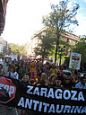 Gran manifestaci�n por la abolici�n de la tauromaquia en Zaragoza a la que acudimos decenas de organizaciones y cerca de 2.000 personas, frente a la plaza de toros de la ciudad.