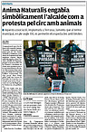 12.03.09 Activistas de AnimaNaturalis enjaularon de manera simbólica al alcalde de Terrassa (Barcelona), Pere Navarro, por permitir la instalación en la ciudad de un circo italiano con animales.