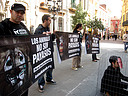 12.03.09 Activistas de AnimaNaturalis enjaularon de manera simbólica al alcalde de Terrassa (Barcelona), Pere Navarro, por permitir la instalación en la ciudad de un circo italiano con animales.
