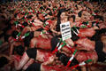 Sábado 6 de febrero de 2010, Museo de Bellas Artes de la Ciudad de México. Cientos de activistas contra la tauromaquia se pusieron en la piel del toro para denunciar la tortura y barbarie de esta tradición.