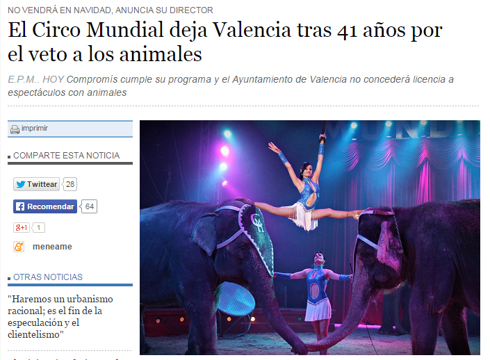 El Circo Mundial deja Valencia tras 41 años por el veto a los animales El Circo Mundial deja Valencia tras 41 años por el veto a los animales