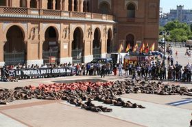 Cientos de personas dicen no a la tauromaquia en la plaza Las Ventas de Madrid