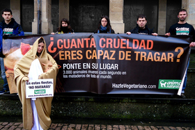 AnimaNaturalis en Navarra escenifica una ''Navidad sin crueldad'' AnimaNaturalis en Navarra escenifica una ''Navidad sin crueldad''