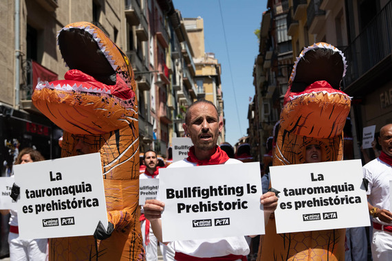 Activistas demostraron que la tauromaquia es prehistórica en Pamplona