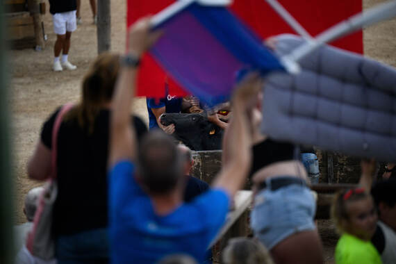 The public attempt to prevent our team from filming Sant Jaume d'Enveja bull fiestas